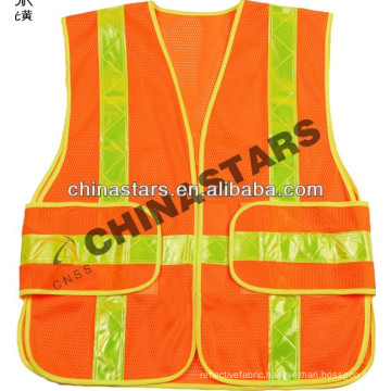 Orange Reflective Safety Vest with PVC Reflectors Adjustable Side Tabs